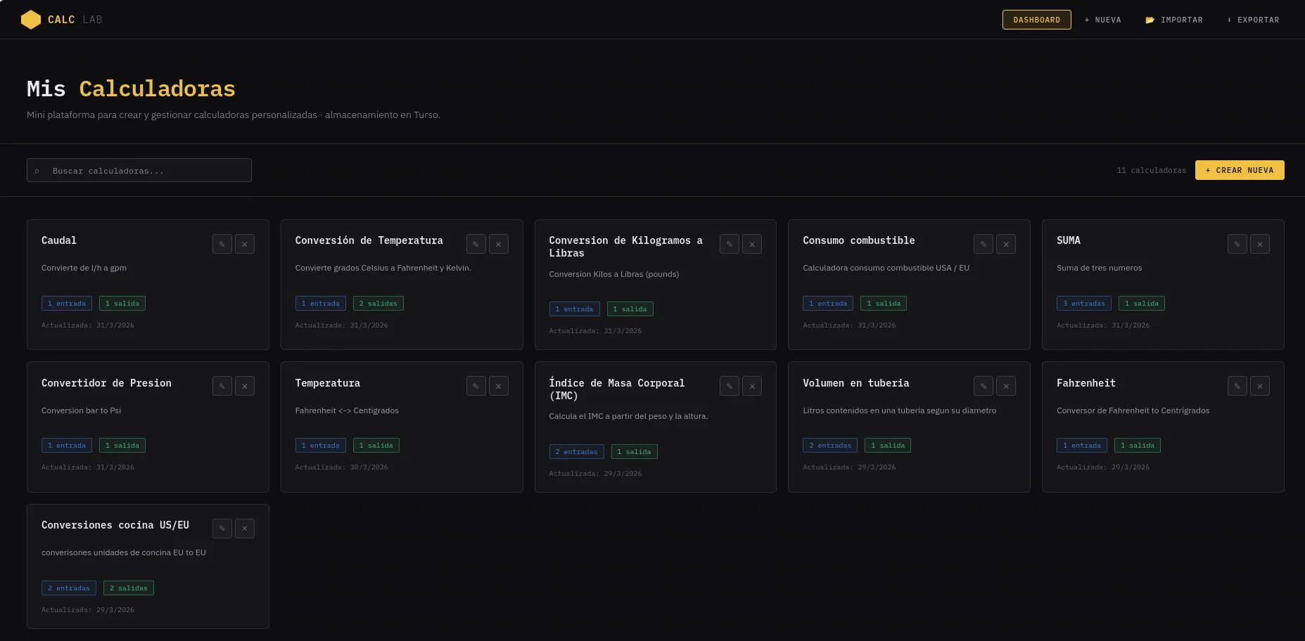 Pagina de muestras calculadoras